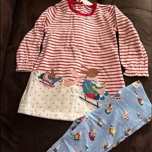 Copy- NWT Baby Boden girl set Sky Blue Snow Bunnies